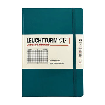 LEUCHURM ハードカバー ミディアム A5 パシフィックグリーン, 方眼ノート 157225082 [P]