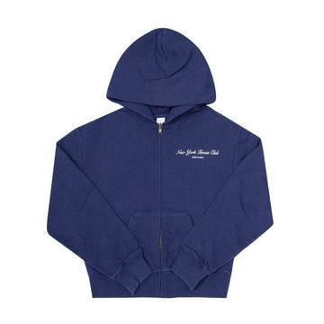 SPORTY & RICH Hooded Zip-Up in Dark Navy 157338744 [P]
