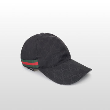 Gucci Canvas Web Loop Baseball Cap Black 200035 157909542 [P]