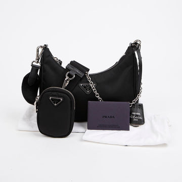 PRADA リナイロン マルチ ホーボー ショルダーバッグ ブラック 157548422 [P]