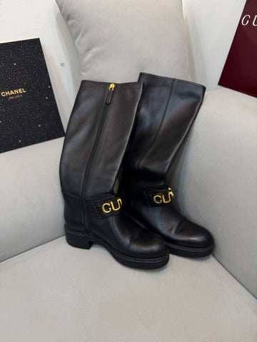 GUCCI Metalllogo Reißverschluss Stiefel Größe 36 157910749 [P]