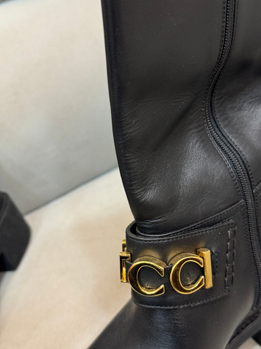 GUCCI メタルロゴジッパーロングブーツ 36サイズ 157910749 [P]
