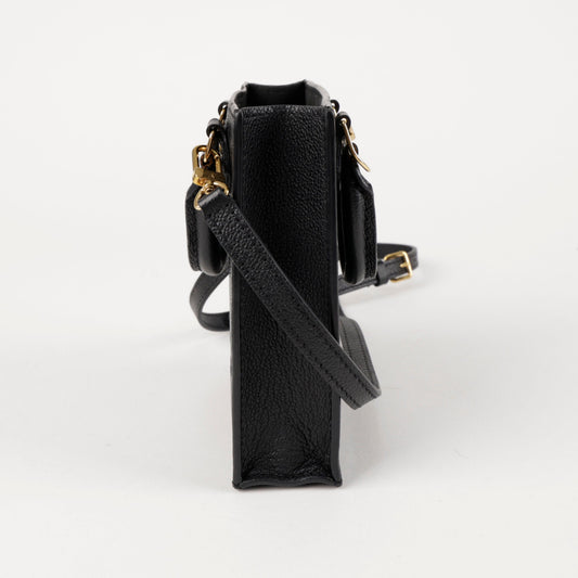 LOUIS VUITTON Kleine Monogramm Prägung Leder Tote Bag Schwarz 157228959 [P]
