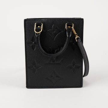 LOUIS VUITTON Kleine Monogramm Prägung Leder Tote Bag Schwarz 157228959 [P]