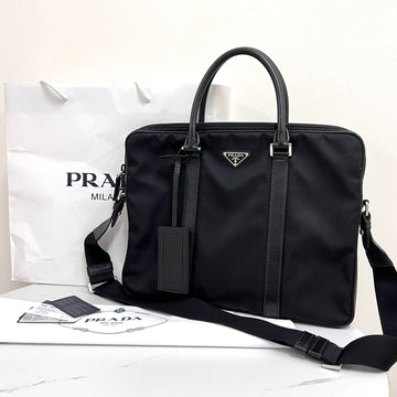 Prada Nylon Saffiano Briefcase Tote Bag Black (2VE368) 157911392 [P]