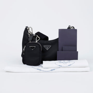 PRADA リナイロン マルチ ホーボー ショルダーバッグ ブラック 157594483 [P]