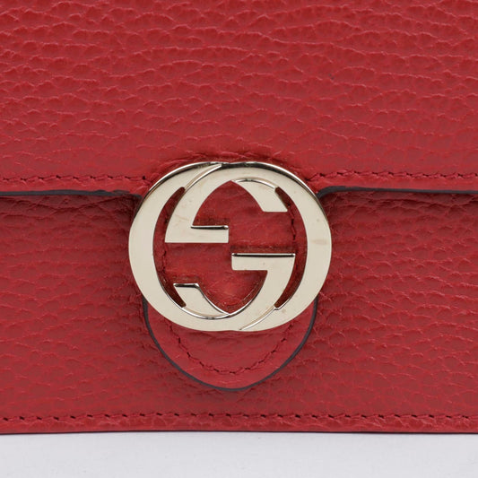 GUCCI Interlocking G Mini Leder Wallet Chain Bag Rot 157639458 [P]