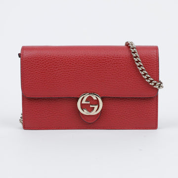 GUCCI Interlocking G Mini Leder Wallet Chain Bag Rot 157639458 [P]