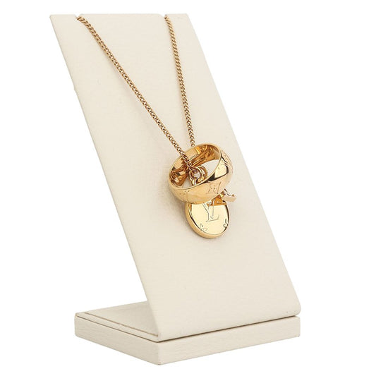LOUIS VUITTON M80189 Gold-plated Monogram Ring with Pendant Necklace 37454 157912338 [P]