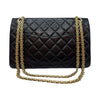 CHANEL Vintage 2.55 Medium Flap Shoulder Bag Gold Black 157912913 [P]