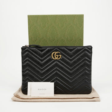 Gucci Leather Pouch Black with Gold Hardware 157638318 [P]