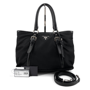 Prada Nylon Pocono Silver Tote Bag Shoulder Bag 157930393 [P]
