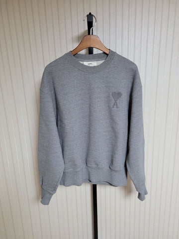 AMI Sweatshirt mit großen Herzstickereien in Grau [M] 157932786 [P]