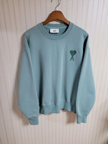 AMI Big Heart Embroidery Sweatshirt Aqua Green [L] 157933183 [P]