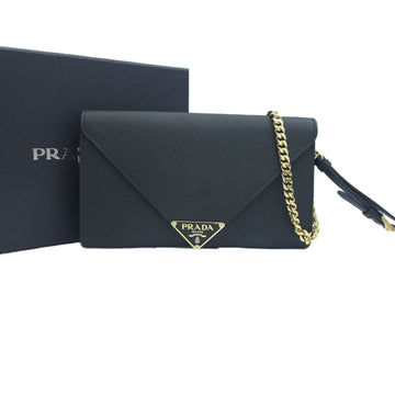 PRADA Saffiano Envelope WOC Ketten Clutch Schultertasche Crossbody Schwarz 1MF034 157934144 [P]