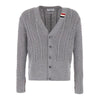 Thom Browne 24SS Cable Stitch V-Neck Wool Cardigan Light Grey MKC513A Y1024 055 75833055 [P]