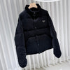 PRADA Schwarze Padded Jacke aus Cord mit Dreieckslogo (S+ Stufe/XXL) 157936277 [P]