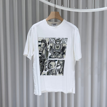 Hermes Horse Mazinga Printed Short Sleeve T-Shirt White 157937814 [P]