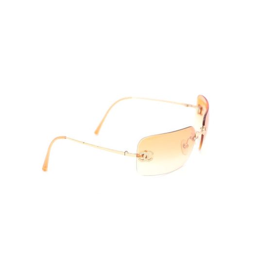 CHANEL 4017 D Gold CC Crystal Logo Rimless Sunglasses 33010357 157947482 [P]