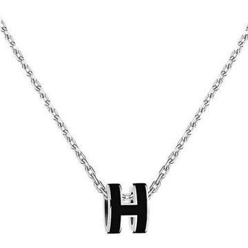 HERMES ミニポパッシュネックレスパラジウムノワH147992FP03ブラックシルバー 101430247 [P]