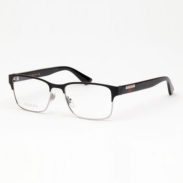 Gucci GG0750O 001 Eyeglass Frame Square Metal Black Silver 79553547 [P]