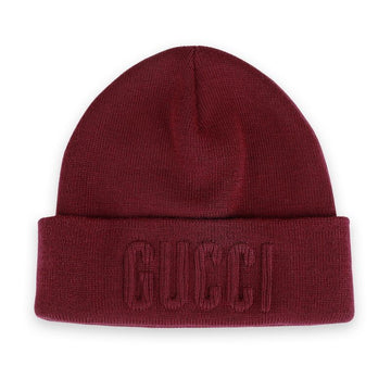 Gucci Kids Embroidered Logo Wool Knit Beanie (Dark Red) 798459 4K206 6000 117643244 [P]