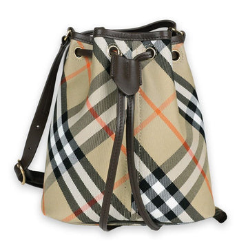 BURBERRY チェックドローストリングミニバケットバッグ（ベージュ） 8093804 121121943 [P]