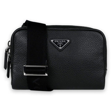 PRADA Herren Dreieckslogo Daino Leder Schulter Crossbody Tasche (Schwarz) 2VH184 2BBE F0002 126816748 [P]