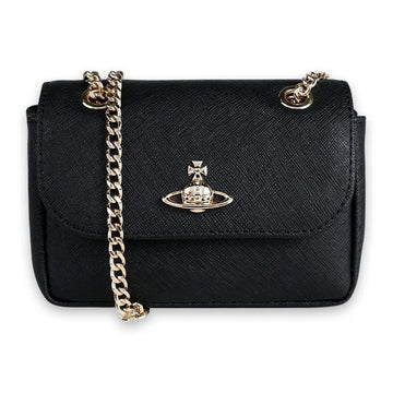 VIVIENNE WESTWOOD Feminine ORB kleine Puls-Ketten-Umhängetasche (Gold/Schwarz) 5C01000BW L001N N402 132699881 [P]