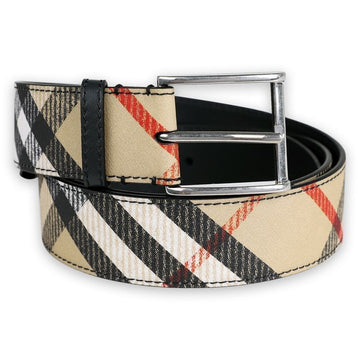 BURBERRY Herren Vintage Karo Muster Leder Gürtel Beige 8103017 133359641 [P]