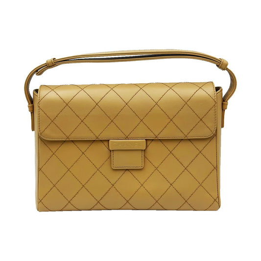 CHANEL ベージュ ダイヤ スティッチ ヴィンテージ ショルダーバッグ (5番代) 72717162 [P]
