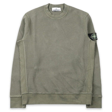 STONE ISLAND ストーン メンズ ワッペン パッチ ワッフル フリース スウェットシャツ(ミリタリーグリーン) L1S15 6100056 S0044 V005G 151096412 [P]