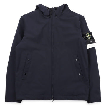 Stone Island Men's Softshell Hooded Jacket with Patch (Navy) L1S15 4100108 S0A27 V0020 152161666 [P]
