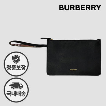 Burberry Clutch Pouch 81214421 Grain Leather Strap Black 157955280 [P]