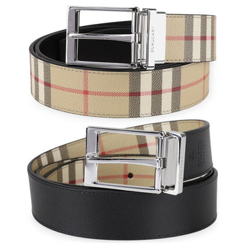 BURBERRY Vintage Karomuster Wendegürtel aus Leder (Beige/Schwarz) 8122662 152603518 [P]