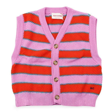 BOBO CHOSES キッズ BC ストライプ ニット ベスト (ピンク) B126AC116 511 154386786 [P]