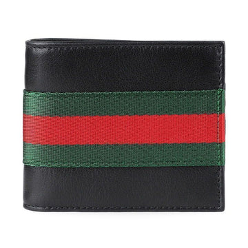 GUCCI メンズ ウェブ トレードマーク 二つ折り財布（ブラック） 1053 155100157 [P]