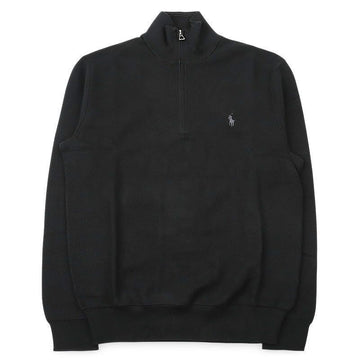 POLO RALPH LAUREN メンズ ピケ ハーフ ジップ ニット スウェットシャツ(ブラック) 710932304 505 155789151 [P]