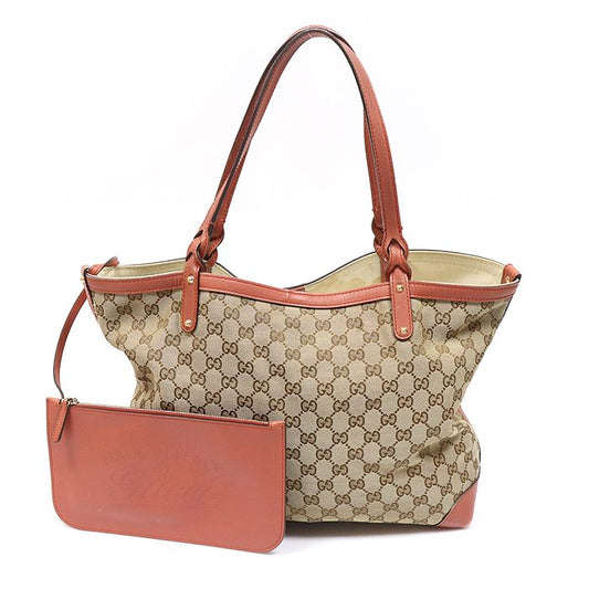 GUCCI GGロゴ ジャガード クラフト ショッパー ショルダーバッグ + サブポーチ 157955767 [P]