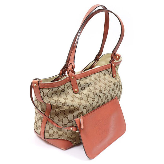GUCCI GGロゴ ジャガード クラフト ショッパー ショルダーバッグ + サブポーチ 157955767 [P]