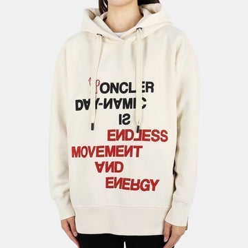 Moncler Women's Grenoble Logo Lettering Hooded Sweatshirt (Oatmeal) 8G00011 899RH 034 54670072 [P]