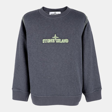 STONE ISLAND Stone Kinder Stickerei Logo Waschung Sweatshirt (Blau Navy) V0028 54740767 [P]
