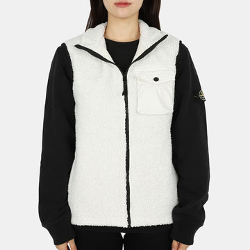 STONE ISLAND Stein Kids Wappen Patch Fleece Weste (Ivory) 14A 54741974 [P]