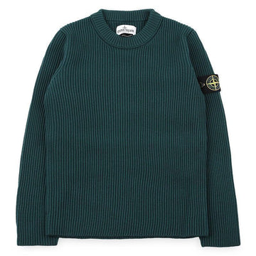 Stone Island Pullover Knit with Woven Patch in Dark Green 54757916 [P]