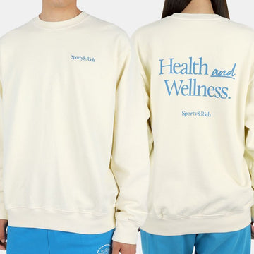 SPORTY & RICH New Health Crewneck Sweatshirt (Creme/Blau) 22 F/W 54764075 [P]