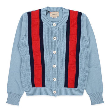 GUCCI Kidz U-Neck Streifen Baumwolle Cardigan (Himmel) 772046 XKDUG 4711 69029674 [P]