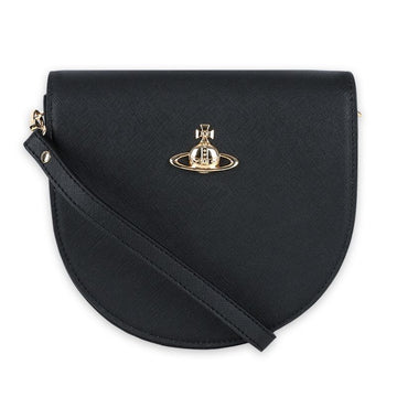 Vivienne Westwood Gold Logo Crossbody Saddle Bag (Black) 5202006GU S000B N401 73980108 [P]