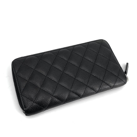 CHANEL Caviar Silver Zip Long Wallet 157963136 [P]