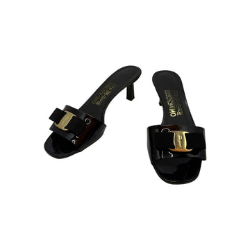 Salvatore Ferragamo Bow Slide Sandals Black 6 1/2 157965019 [P]