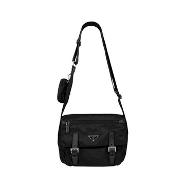 PRADA ReNylon Dreieckslogo Messenger Pocono Crossbody Schultertasche Schwarz 1BD953 157966335 [P]